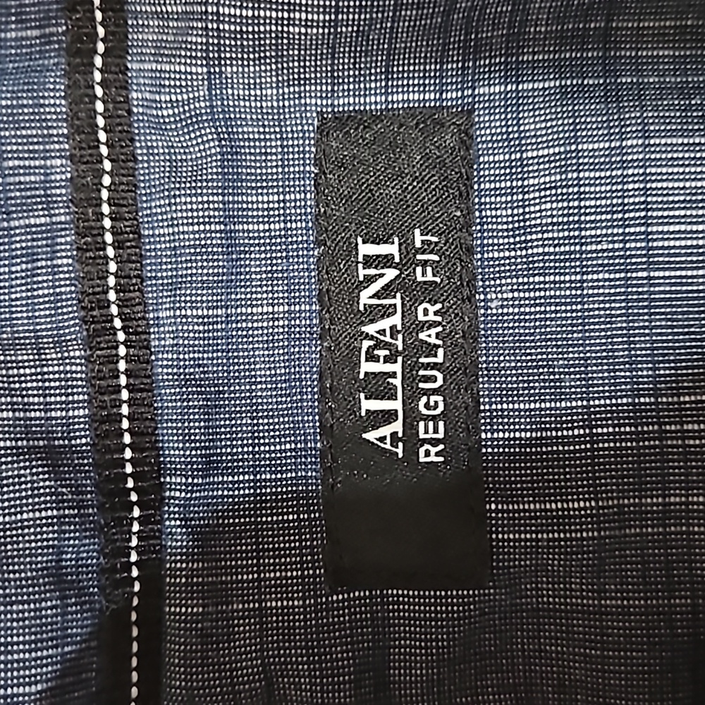 Alfani Regular Fit Long Sleeve Button Up Blue Shirt Men's Medium - Picture 7 of 13